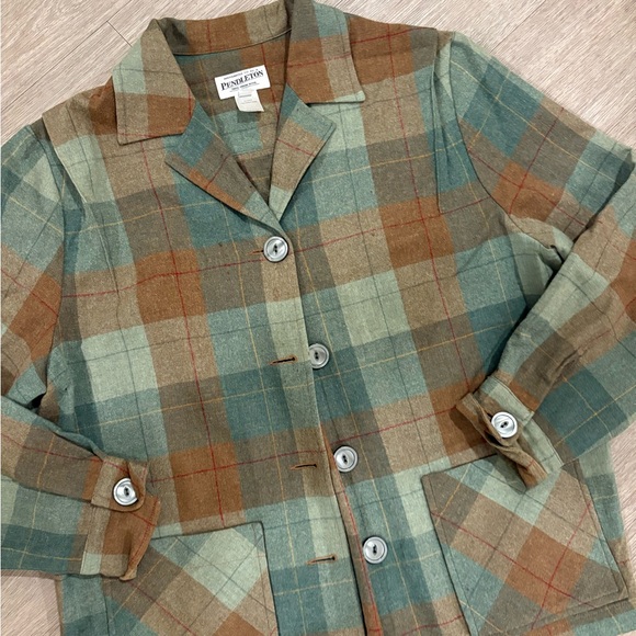 Pendleton Green and Brown Plaid Wool Jacket - Picture 2 of 5